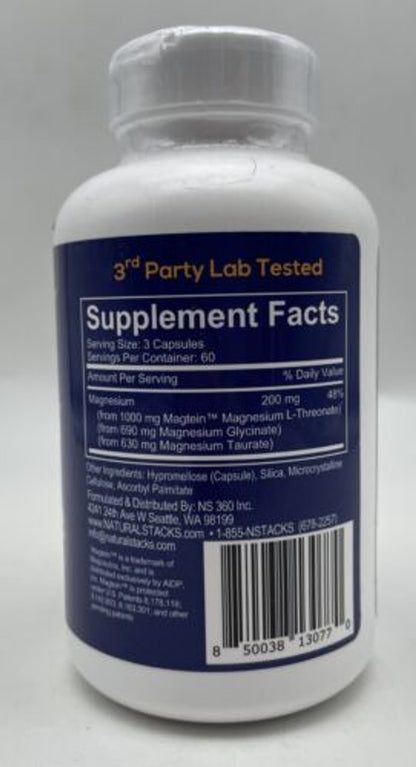 MagTech Magnesium Supplement - Chelated Magnesium Complex - 3 Forms of Magnesium: Magtein Magnesium L-Threonate, Glycinate & Taurate - Supports Relaxation & Brain Health*, 180 Magnesium Capsules - GOODSZON Discount Store