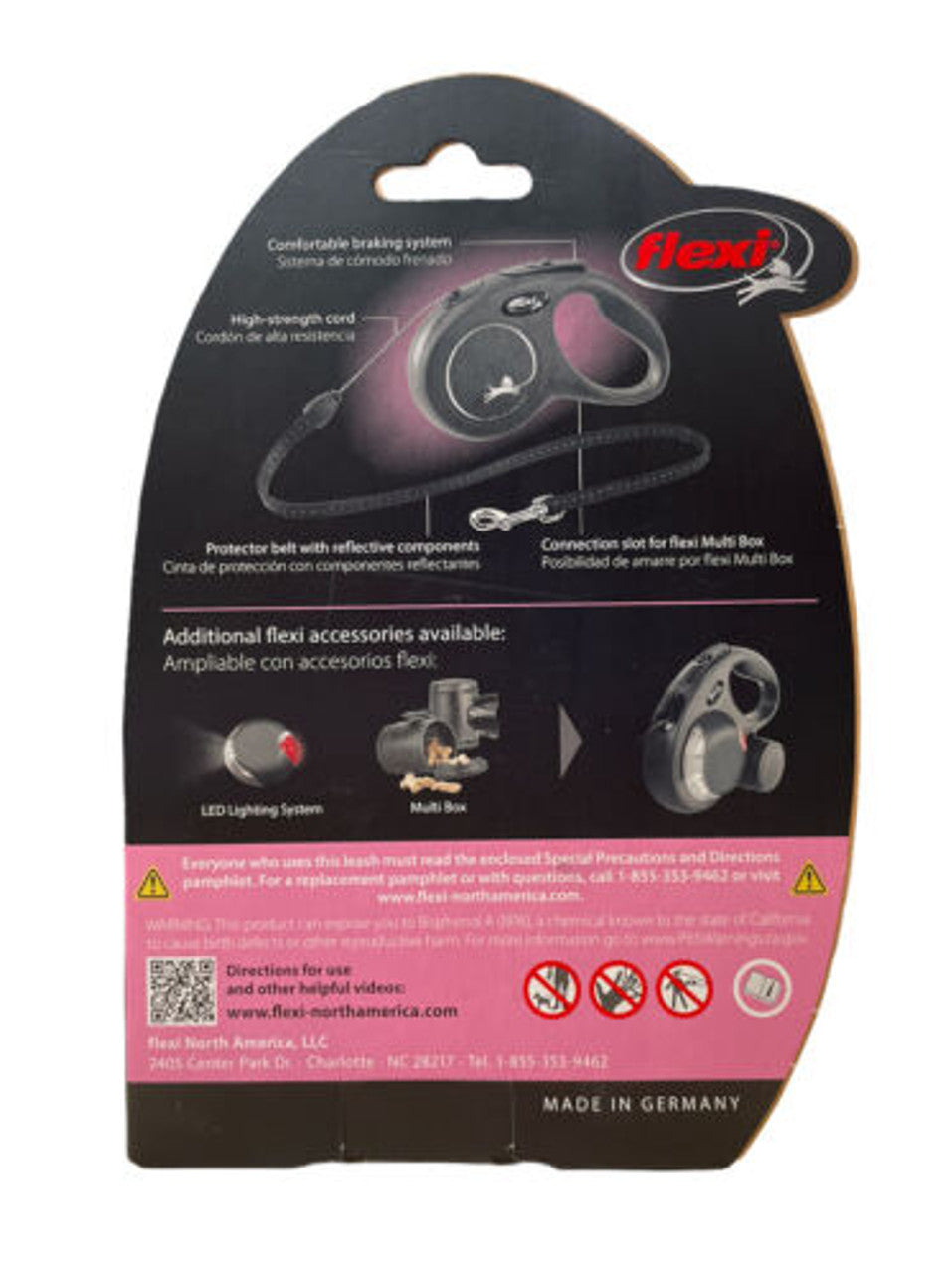 FLEXI New Classic Cord Retractable Dog Leash for Small Dogs up to 26 lbs. – 16 ft., Pink | Tangle-Free Pet Walking Leash with One-Handed Brake, Pause, Lock|German Quality Product - GOODSZON Discount Store