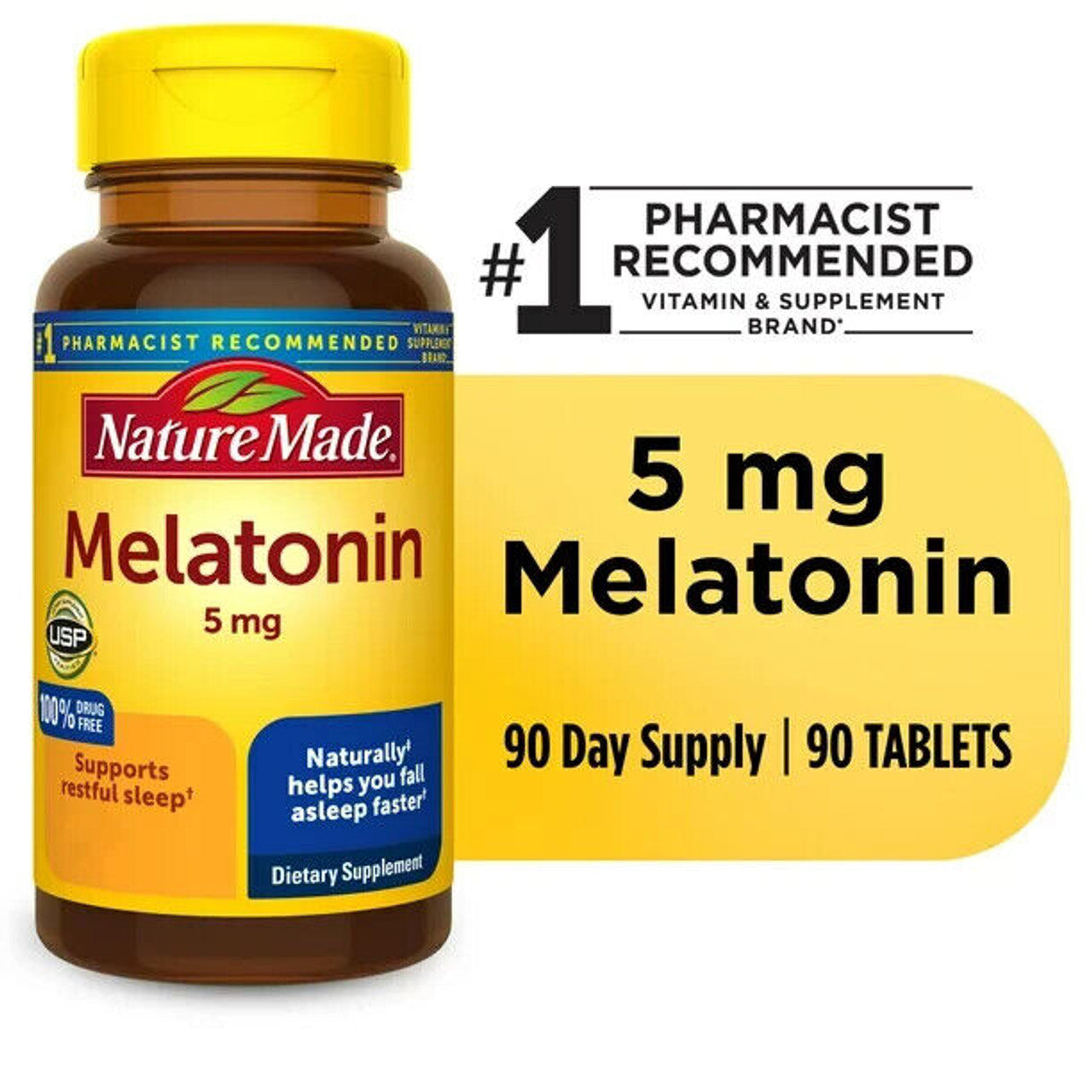 Nature Made Melatonin 5 mg 90 Tablets Pack of 2 - GOODSZON Discount Store