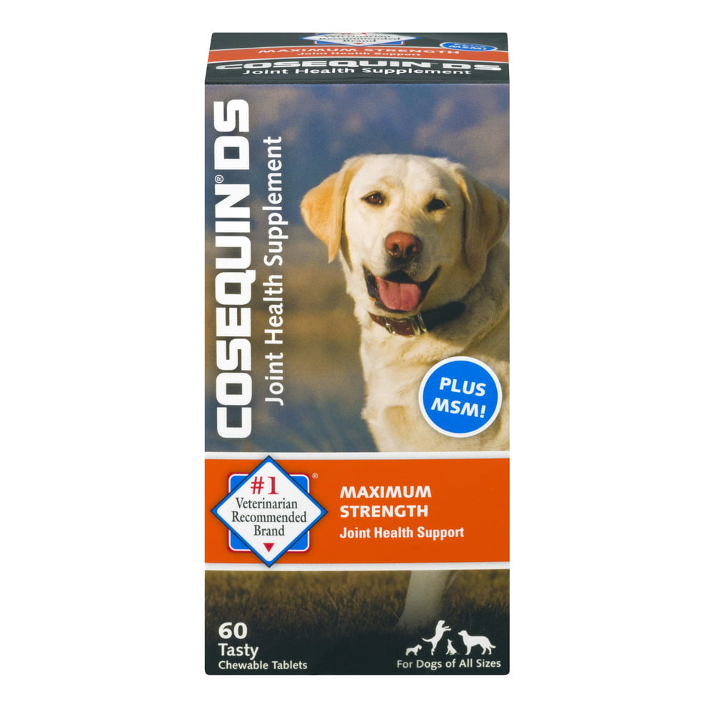 Cosequin Maximum Strength (DS) Plus MSM Chewable Tablets Joint Health Supplement for Dogs, 60 Chewable Tablets - GOODSZON Discount Store