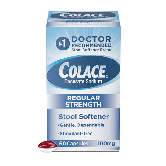 Colace® Regular Strength Stool Softener for Constipation Relief, 100mg Capsules, 60 ct - GOODSZON Discount Store