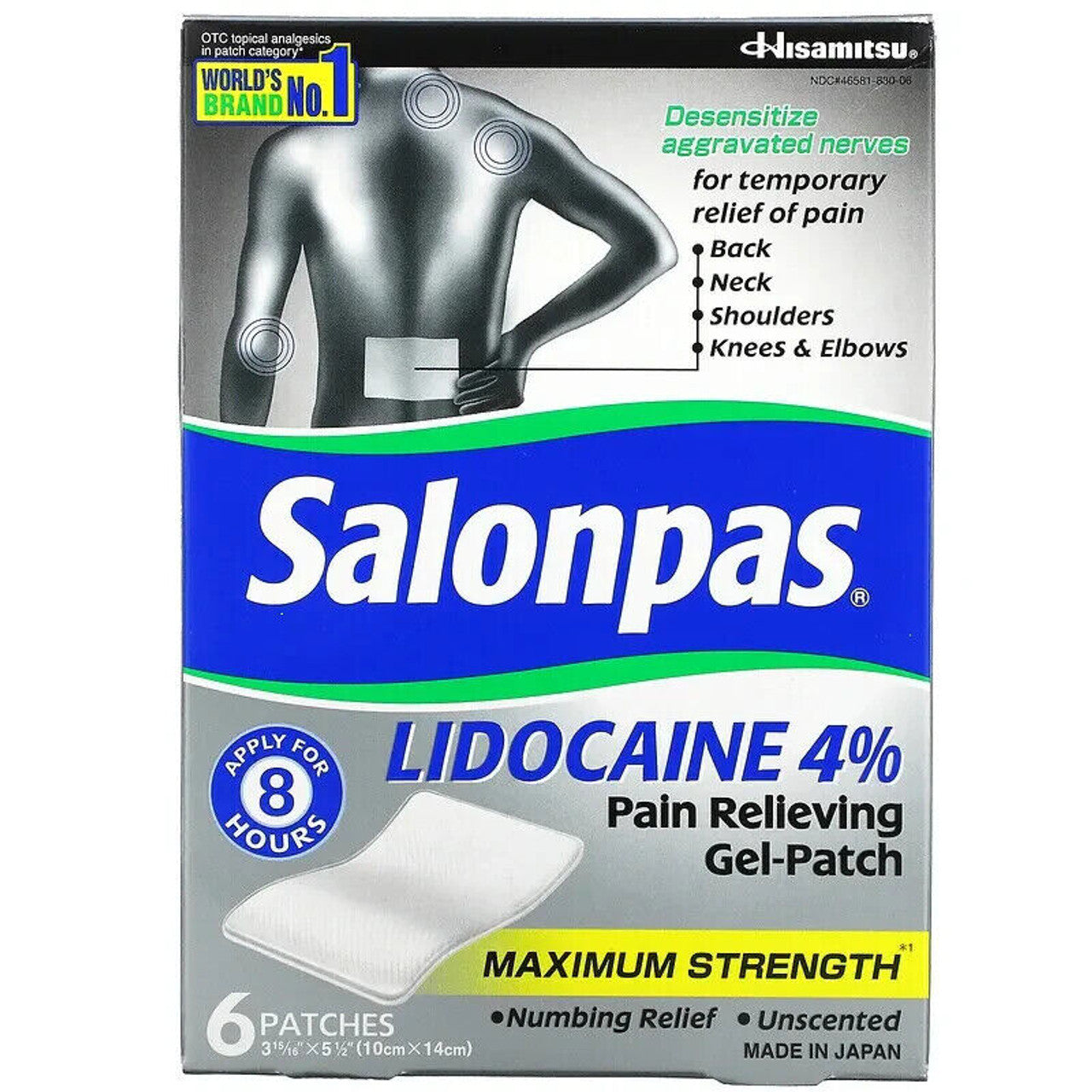 Salonpas Lidocaine Maximum Strength Pain Relieving Gel-Patch, 6 ct - GOODSZON Discount Store