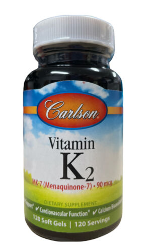 Carlson Vitamin K2 as MK-7 90 mcg, 120 Softgel Exp 2024 - GOODSZON Discount Store
