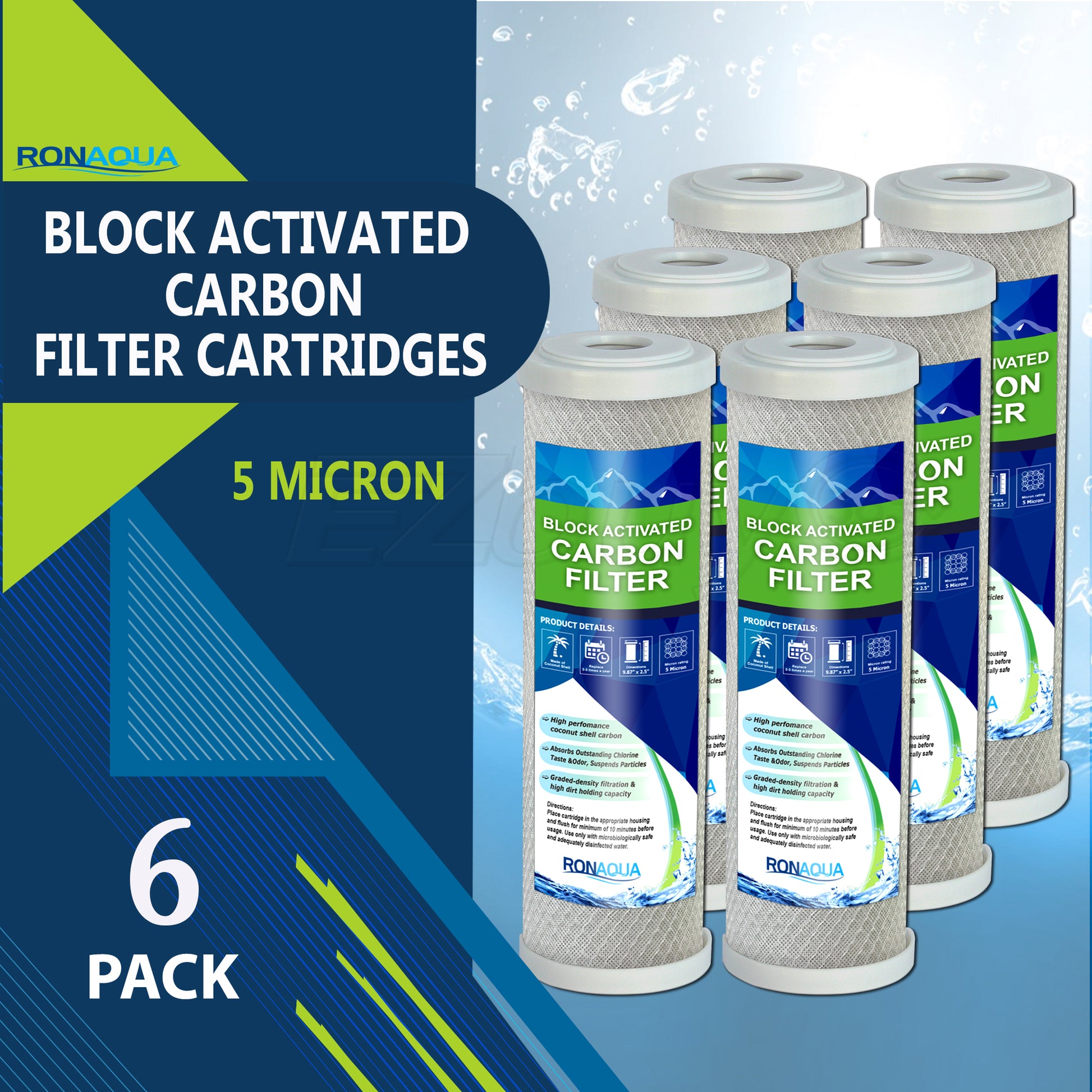 (5 Block Activated Carbon) Micron Water Filters Set WELL-MATCHED with WFPFC80.. - GOODSZON Discount Store