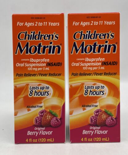 (2 Pack) Children's Motrin -Ibuprofen 100mg Original Berry -8 Oz Exp 2026