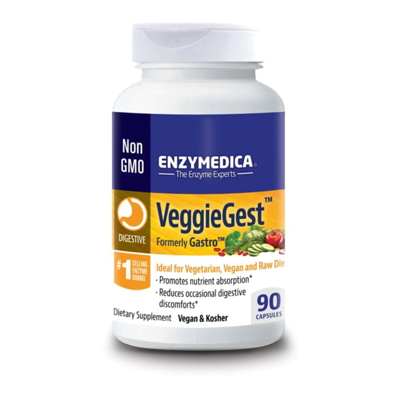 Enzymedica VeggieGest, Digestive Enzymes for Vegan, Vegetarian and Raw Diets, Prevents Gas and Bloating, 90 Capsules - GOODSZON Discount Store