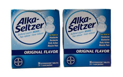 Alka-Seltzer Original Effervescent Headache Pain Relief 36 Tablets Pack of 2 - GOODSZON Discount Store