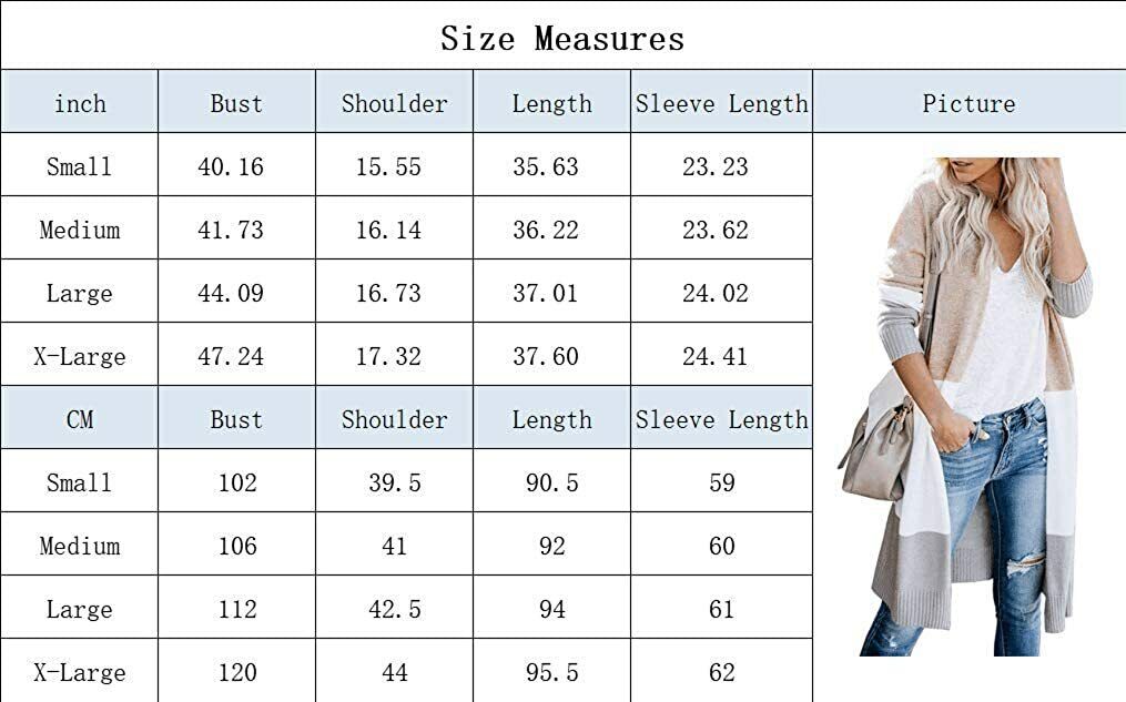 AMAOKYTOP Womens Color Block Open Front Cardigan Sweaters Large - GOODSZON Discount Store