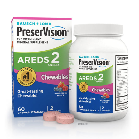 PreserVision® AREDS 2 Formula Eye Vitamin and Mineral Supplement with Lutein & Zeaxanthin, Mixed Berry Flavor, 70 Chewable Tablets - GOODSZON Discount Store
