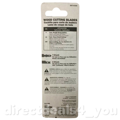 Irwin Marathon 3071410D 4" 10TPI U-Shank Down Cut Jig Saw Blades Pack of 3 - GOODSZON Discount Store