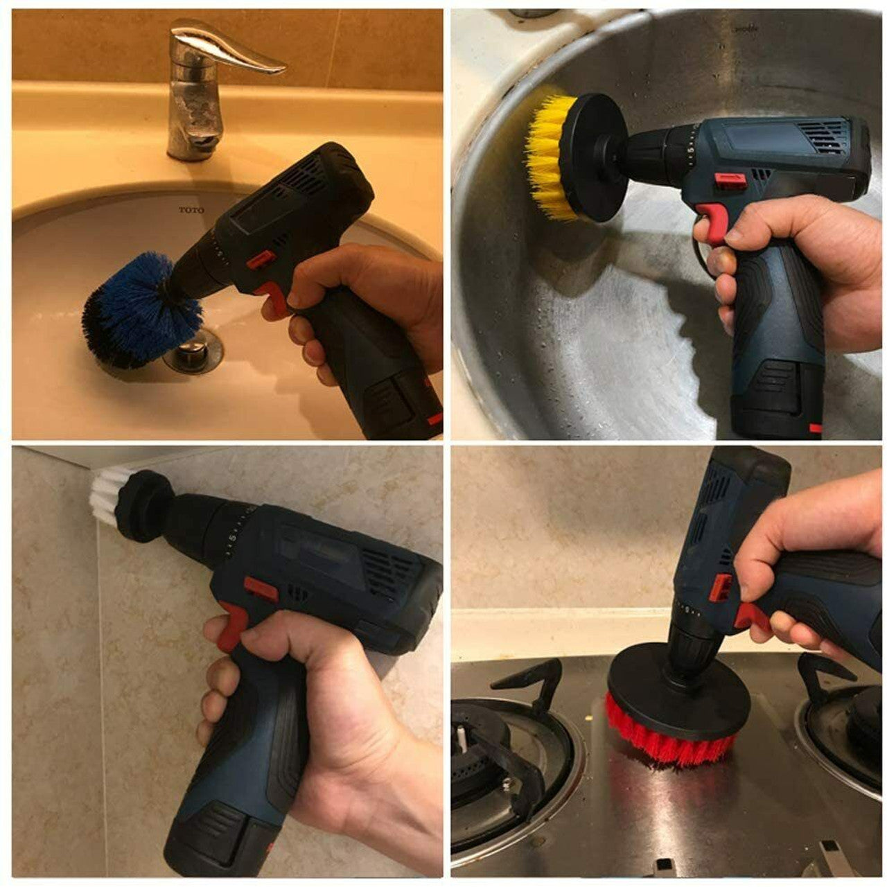 Drill Brush Attachment 4 Piece Drill Scrub Brush Set - GOODSZON Discount Store