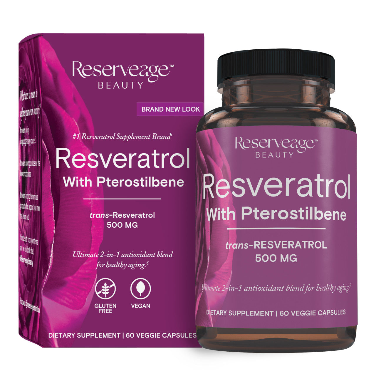 Reserveage, Resveratrol 500 mg with Pterostilbene, Antioxidant Supplement for Cardiovascular and Cellular Health, Supports Healthy Aging, Paleo, Keto, 60 Capsules (60 Servings) - GOODSZON Discount Store