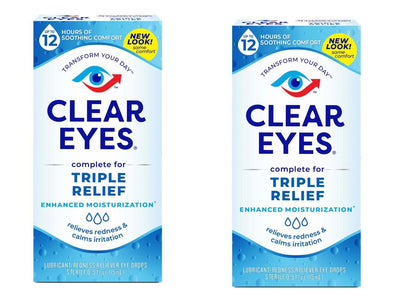 Clear Eyes Triple Relief Lubricant Eye Drops, 0.5 fl oz Pack of 2 - GOODSZON Discount Store