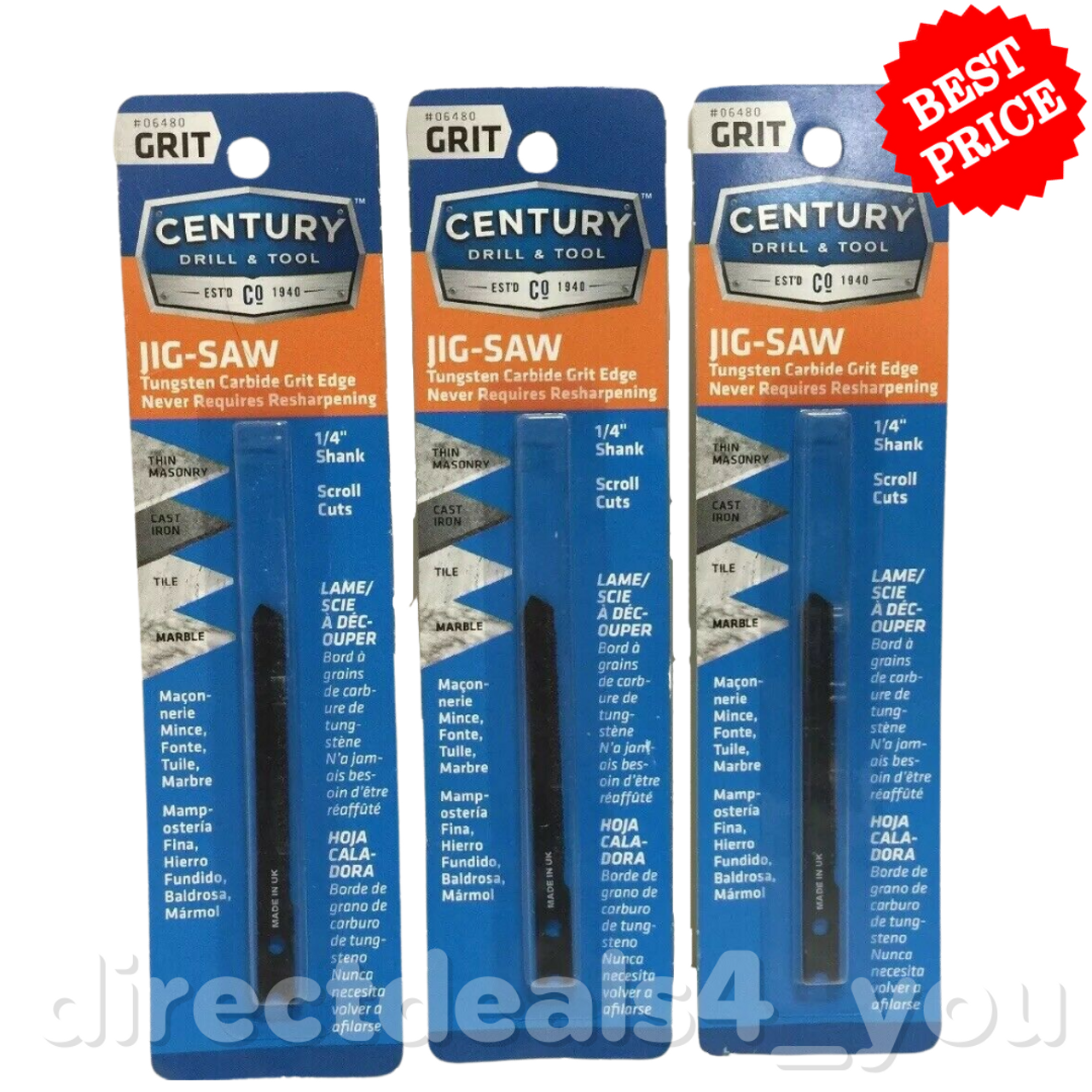 Century Drill&Tool 06480 GRIT Jigsaw Tungsten Carbide Saw Blades Pack of 3 - GOODSZON Discount Store