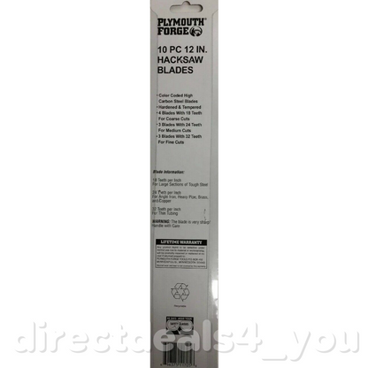 Plymouth Force # 11705P 10 pc 12" Hacksaw Blades Pack of 5 - GOODSZON Discount Store