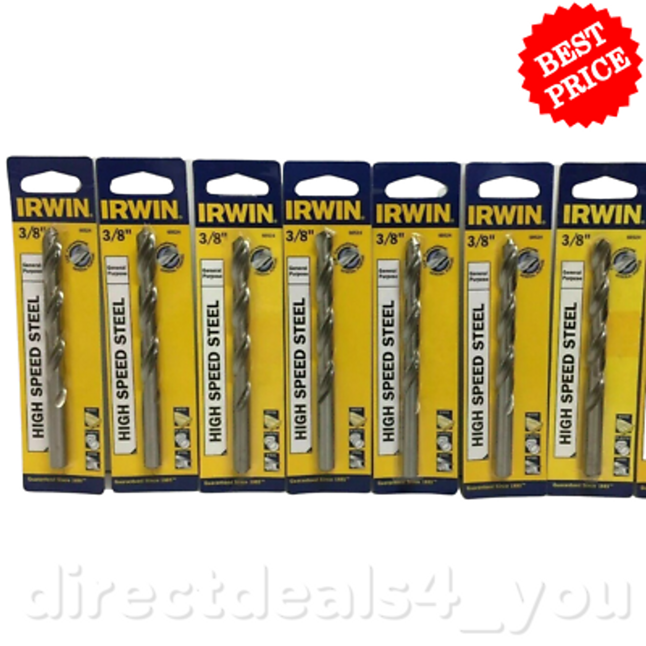 Irwin High Speed Steel Fractional Straight Shank Drill Bit 3/8 Inch Pack of 7 - GOODSZON Discount Store