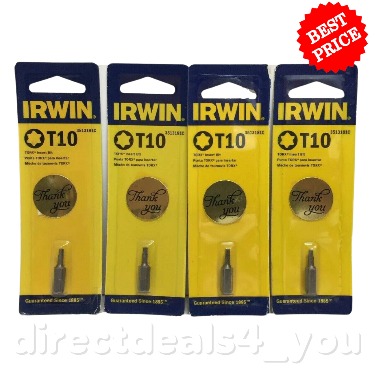 Irwin 3513181C T10 1" Torx Insert Bit Pack of 4 - GOODSZON Discount Store
