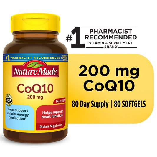 Nature Made CoQ10 200 mg Softgels, Dietary Supplement for Heart Health Support, 80 Count - GOODSZON Discount Store