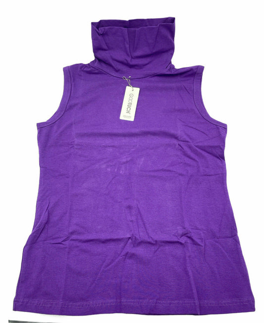 Gootuch Womens Cotton Sleeveless Fashionable Elastic Shirt Purple Large - GOODSZON Discount Store