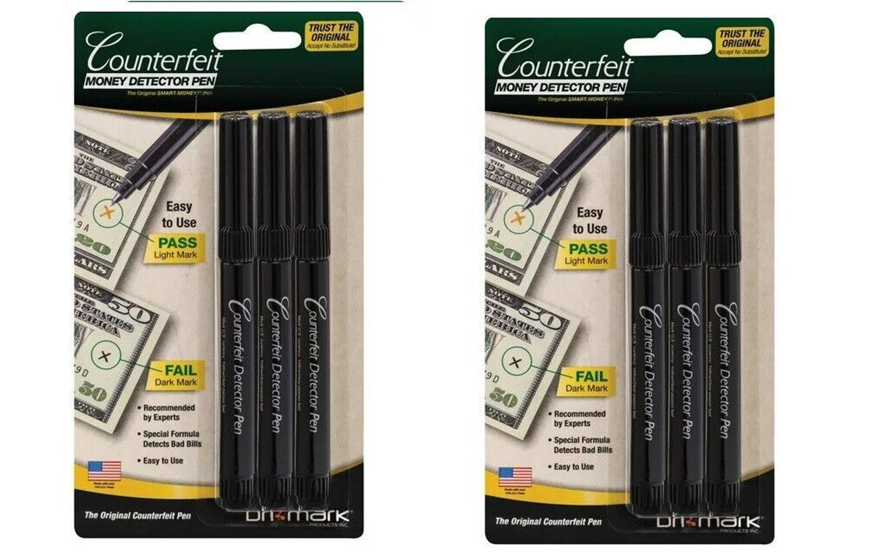 Dri Mark, DRI3513B, Counterfeit Detector Pens, 3 per Pack, Black Pack of 2