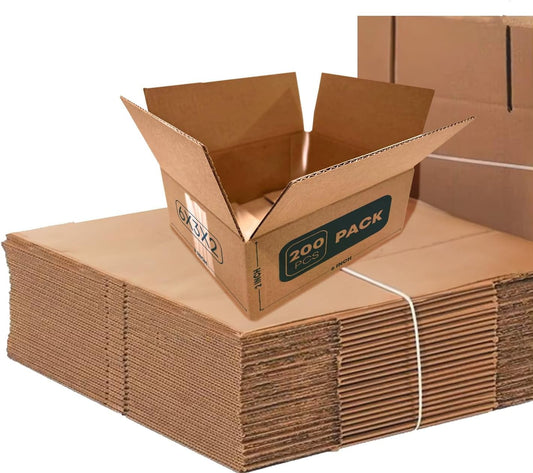 Cardboard Boxes 6"L x 3"W x 2"H Set of 200PCS | Corrugated Cardboard Box for Mailing, Packing, Packaging and Storage - GOODSZON Discount Store