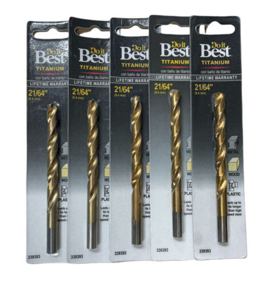 Do it Best 21/64 In. Titanium Drill Bit 220041DB Pack of 5 - GOODSZON Discount Store