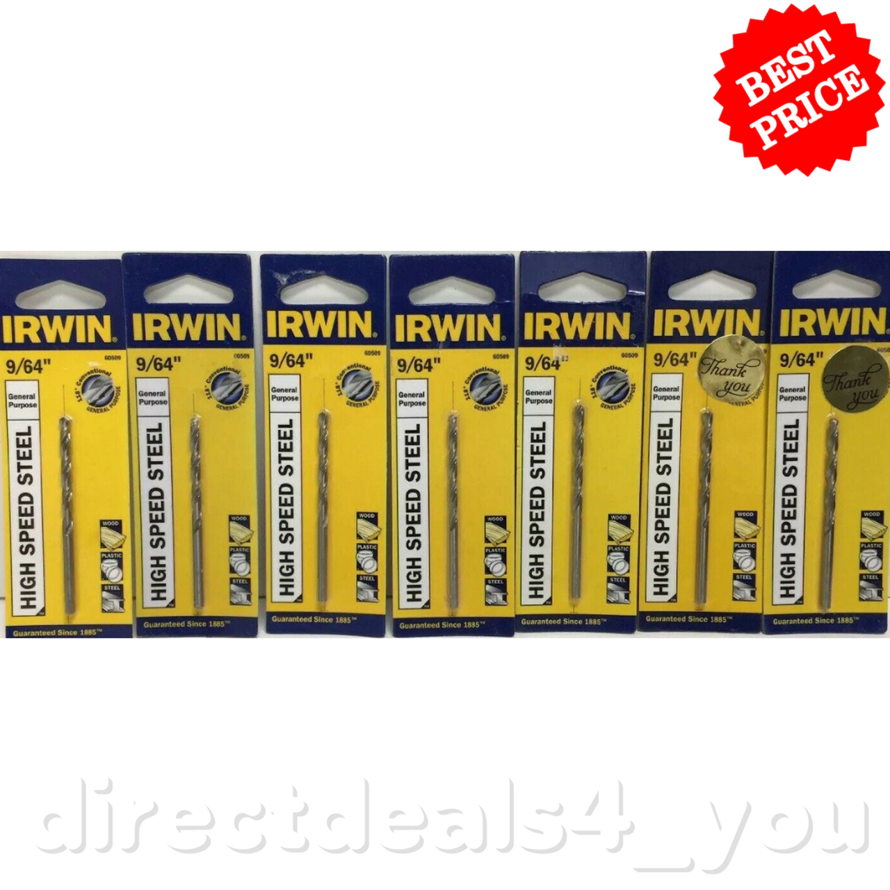 Irwin General Purpose High Speed Steel 9/64" Drill Bit #60509 Pack of 7 - GOODSZON Discount Store