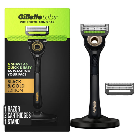 Gillette Labs with Exfoliating Bar Men's Razor Gold Edition - 1 Handle, 2 Blade Refills - GOODSZON Discount Store