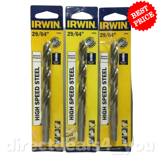 Irwin Drill Bit For Wood Plastic Steel High Speed Steel 29/64 Inch Pack of 3 - GOODSZON Discount Store
