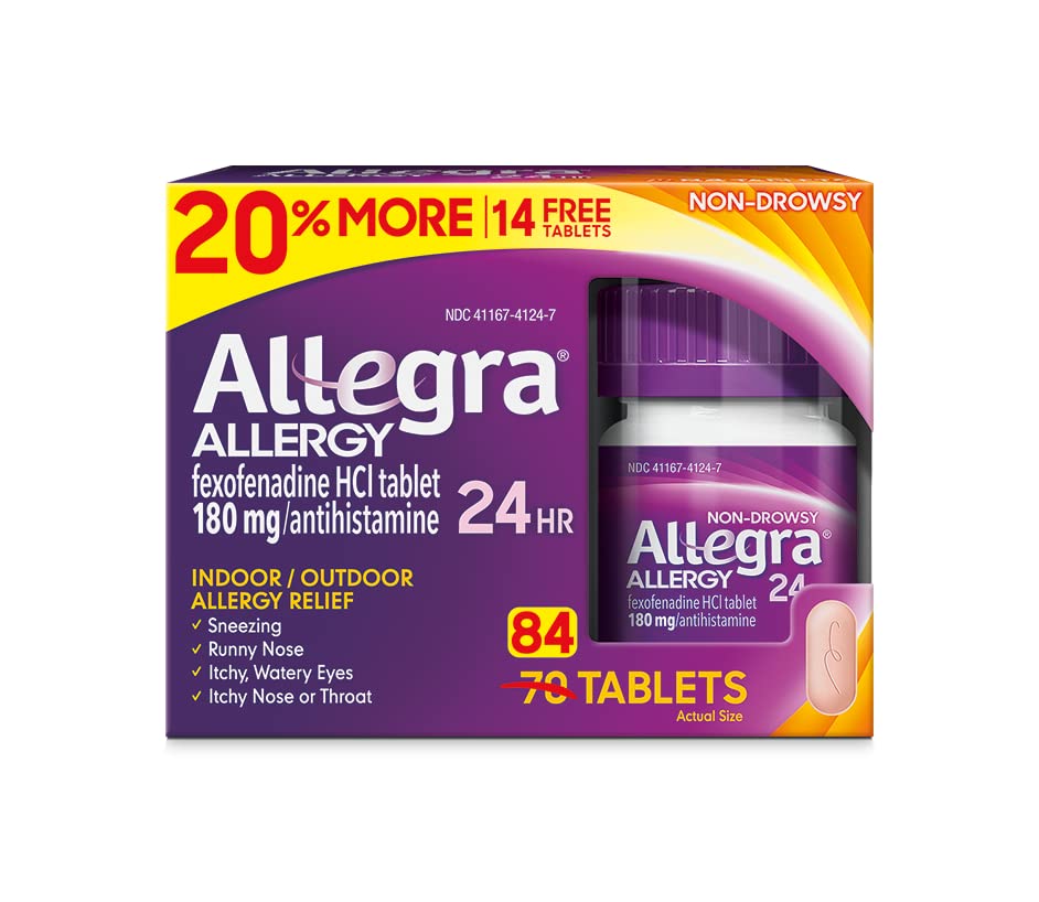 Allegra Adult Non-Drowsy Antihistamine Tablets, 84-Count, 24-Hour Allergy Relief, 180 mg - GOODSZON Discount Store