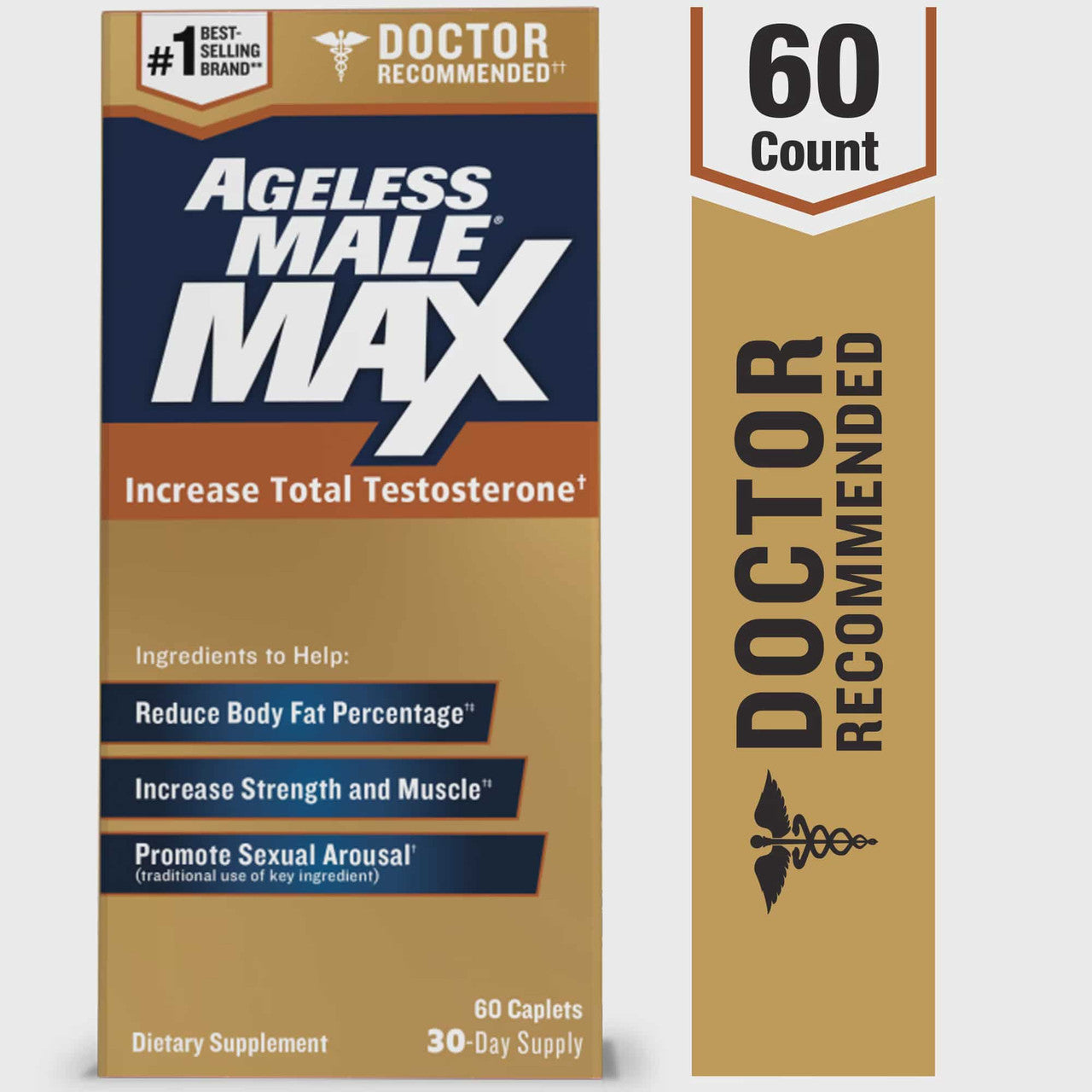 Ageless Male Max Total Testosterone Booster for Men with Ashwagandha, 60 Caplets - GOODSZON Discount Store