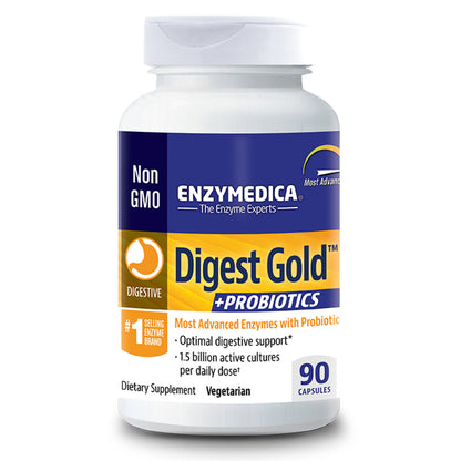 Enzymedica, Digest Gold + PROBIOTICS, Digestive Aid for Maximum Relief, Vegetarian, Gluten Free, Non-GMO, 90 Capsules (90 Servings) - GOODSZON Discount Store