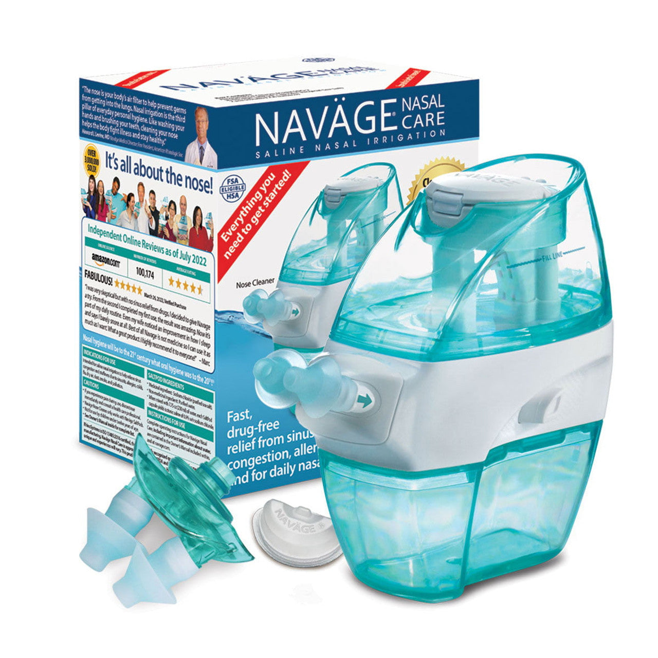 Navage Nasal Care MULTI-USER Bonus Pack: Navage Nose Cleaner, 20 Salt Pods, Plus a Second Nasal Dock (in Teal) and an Extra Pair of Nose Pillows. - GOODSZON Discount Store