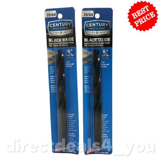Century Drill & Tool 24729 29/64" Black Oxide Drill Bit Pack of 2 - GOODSZON Discount Store