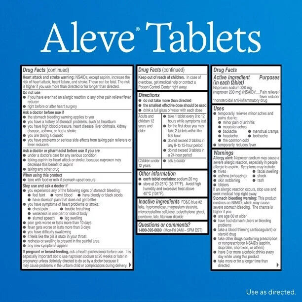 Aleve Pain Reliever/Fever Reducer 50 Tablets Exp 08/2025 Pack of 2 - GOODSZON Discount Store