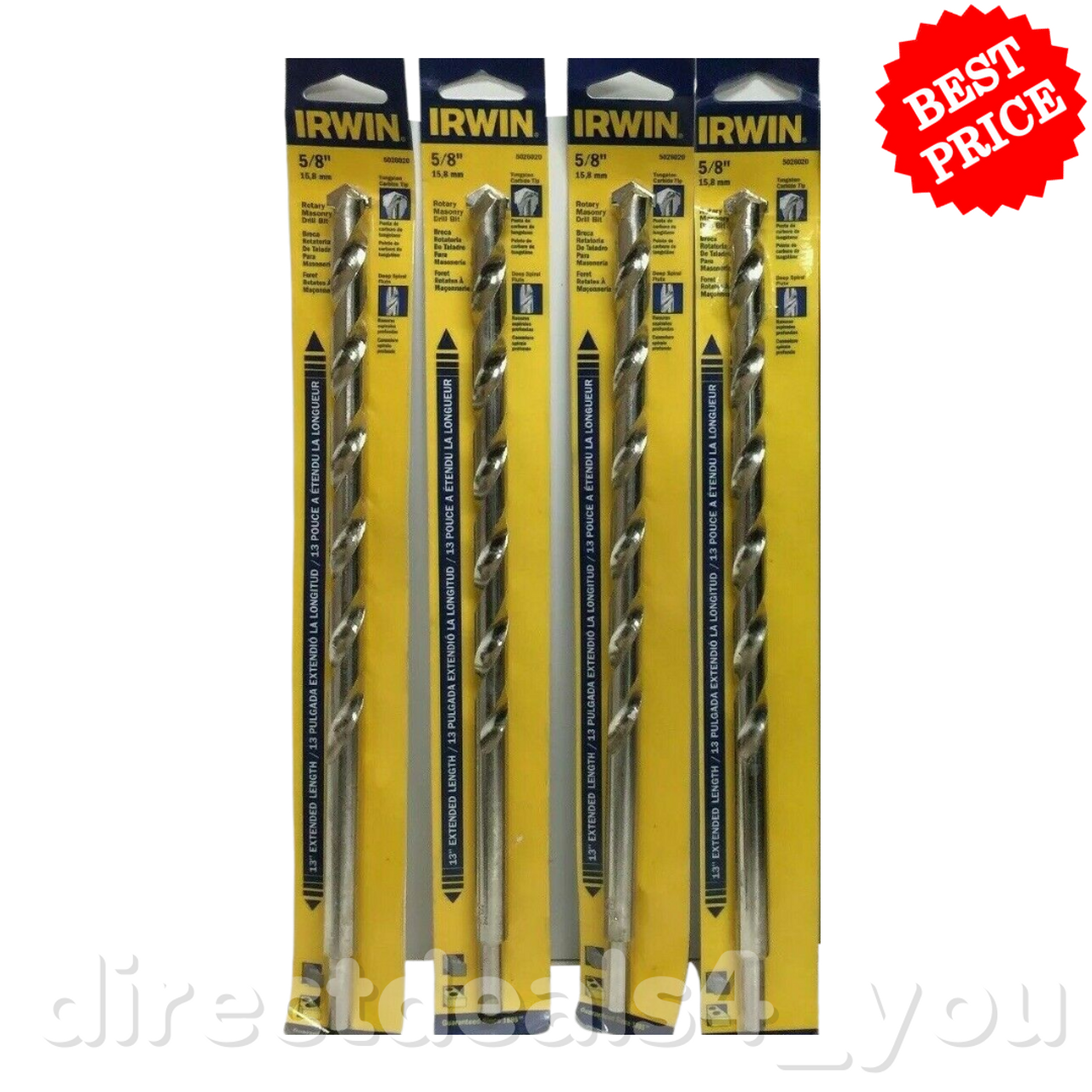 Irwin 5026020 5/8" X 13" Rotary Masonry Drill Bit Pack of 4 - GOODSZON Discount Store