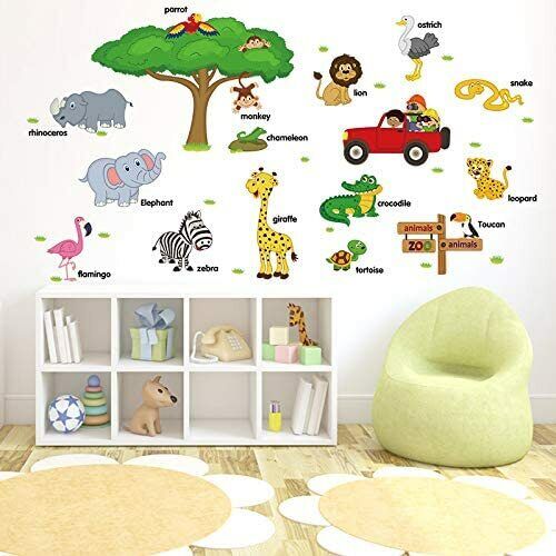ROOHO Kids Peel & Stick Animal Wall Stickers Decorative Kids Wall Decals - GOODSZON Discount Store