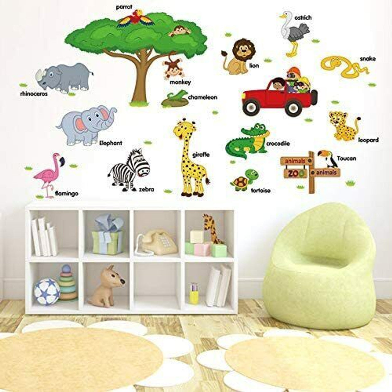 ROOHO Kids Peel & Stick Animal Wall Stickers Decorative Kids Wall Decals - GOODSZON Discount Store