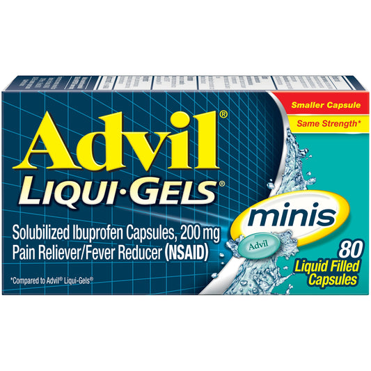 Advil Liqui-Gels Minis Pain and Headache Reliever Ibuprofen, 200 Mg Liquid Filled Capsules, 80 Count - GOODSZON Discount Store