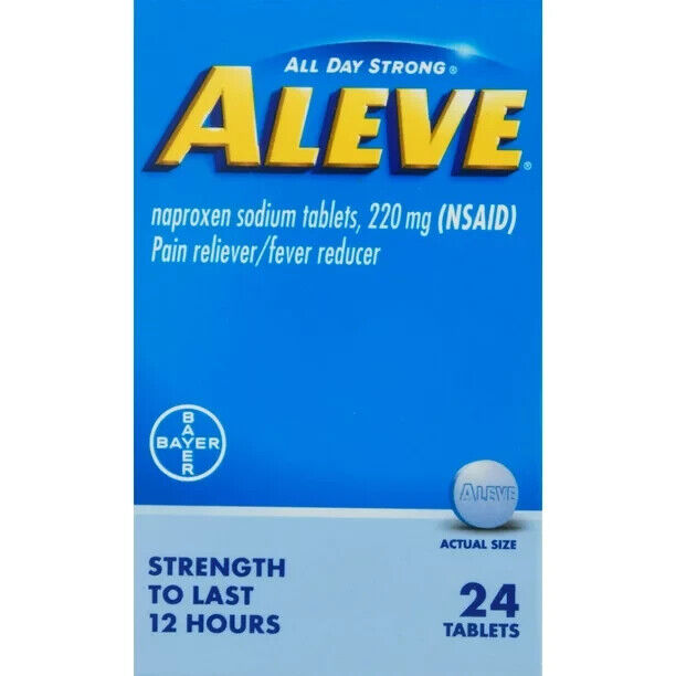 Aleve All Day Strong Naproxen Sodium 24 Tablets, 220 mg Exp 2025 Pack of 2 - GOODSZON Discount Store