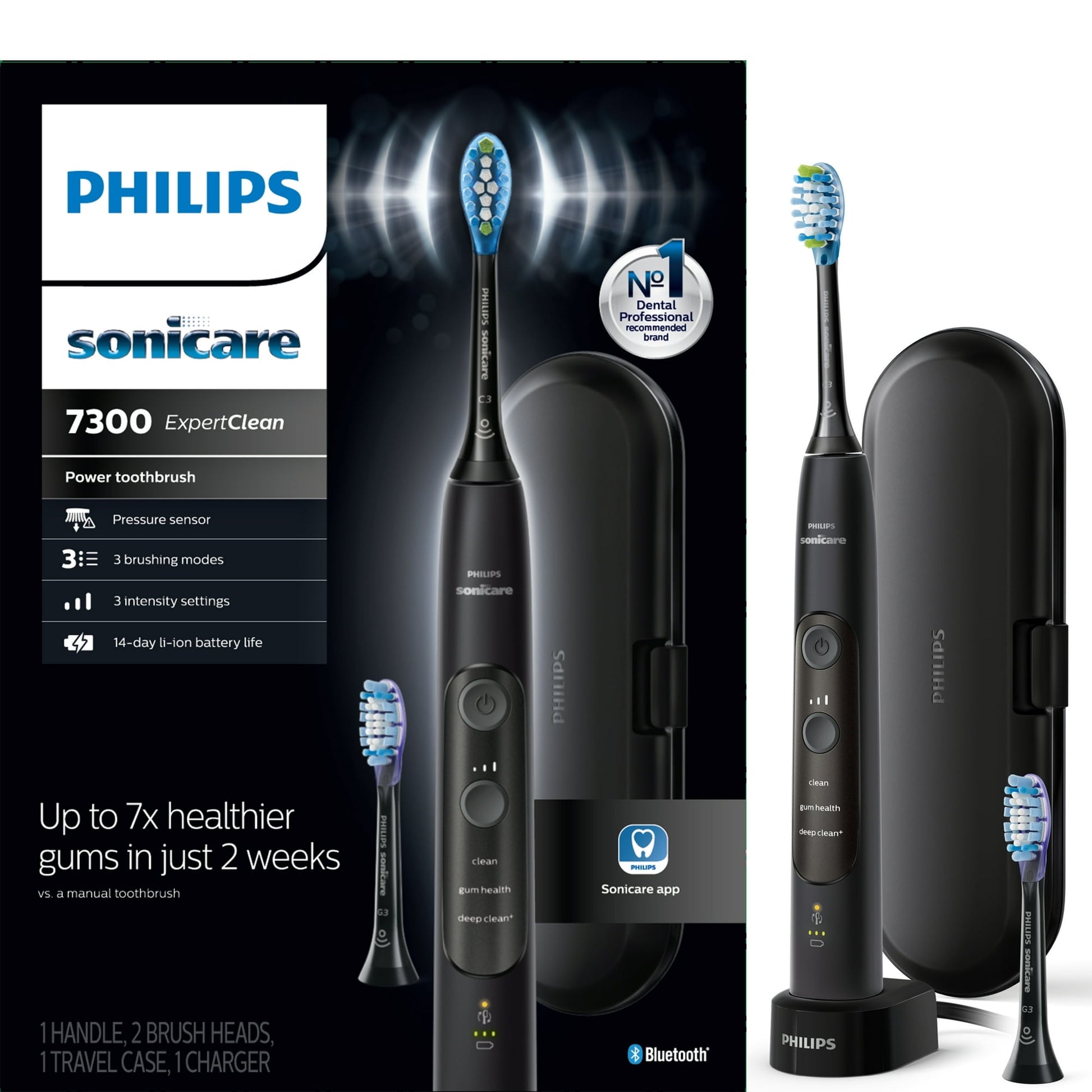 7300, Rechargeable Electric Toothbrush, Black - GOODSZON Discount Store