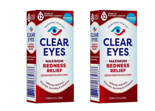 Clear Eyes Maximum Redness Relief Eye Drops 0.5 oz Exp 2025 Pack of 2 - GOODSZON Discount Store