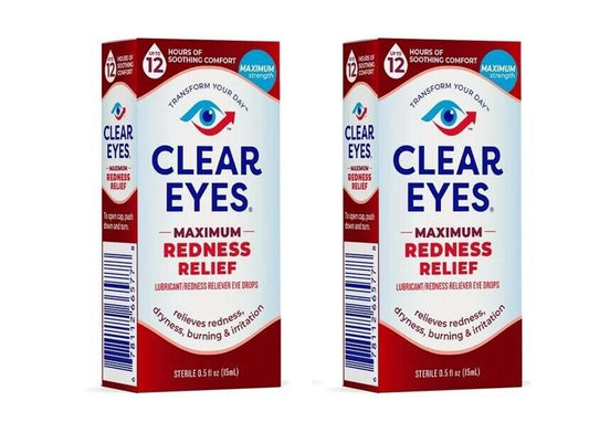 Clear Eyes Maximum Redness Relief Eye Drops 0.5 oz Pack of 2 - GOODSZON Discount Store