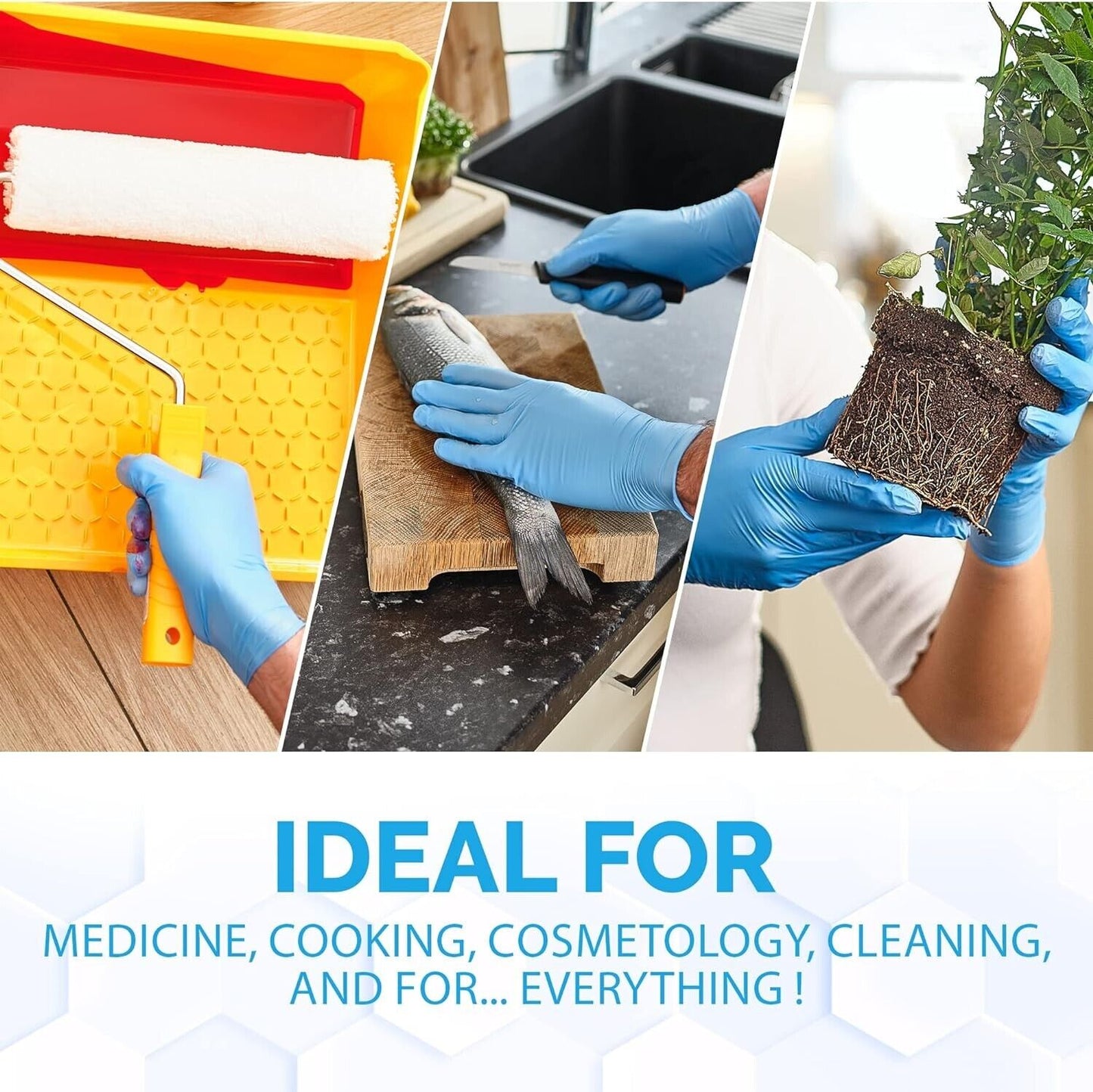 100 Pc Nitrile Gloves - Powder & Latex Free Disposable Exam - Medical&Food Grade - GOODSZON Discount Store