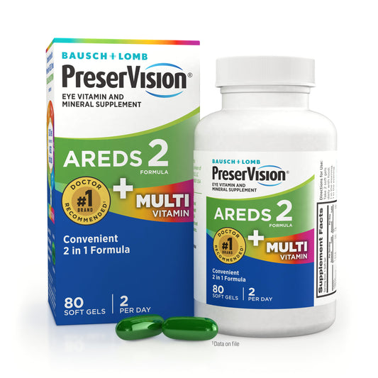 PreserVision AREDS 2 + Multivitamin, 2-in-1 Eye Vitamin, Contains Vitamin C, D, E & Zinc, 80 Softgels - GOODSZON Discount Store