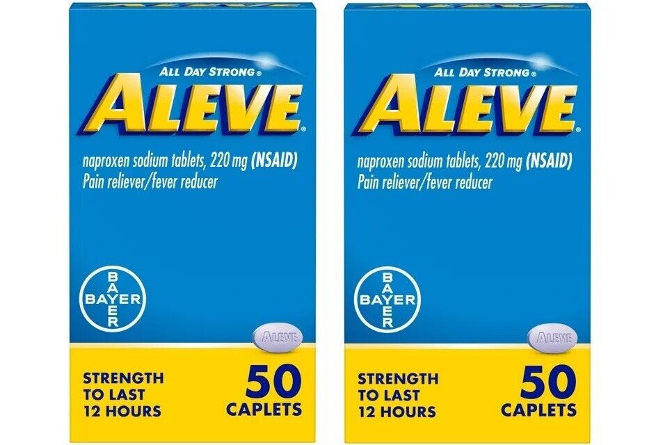 Aleve Caplets Naproxen Sodium Pain Reliever, 50 Count Exp 2025 Pack of 2 - GOODSZON Discount Store