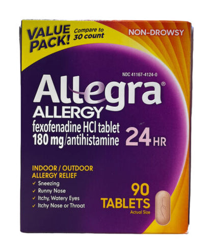 Allegra 24 HR Indoor/Outdoor Allergy Relief, 90 Tablets Exp 2024 - GOODSZON Discount Store