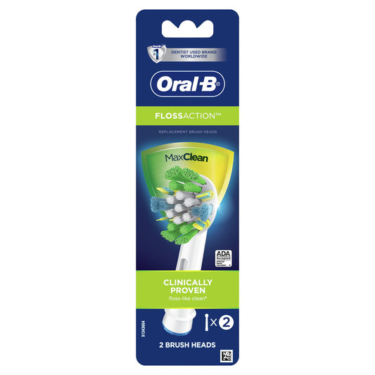 Oral-B FlossAction Electric Toothbrush Replacement Head, White, 2 Ct - GOODSZON Discount Store