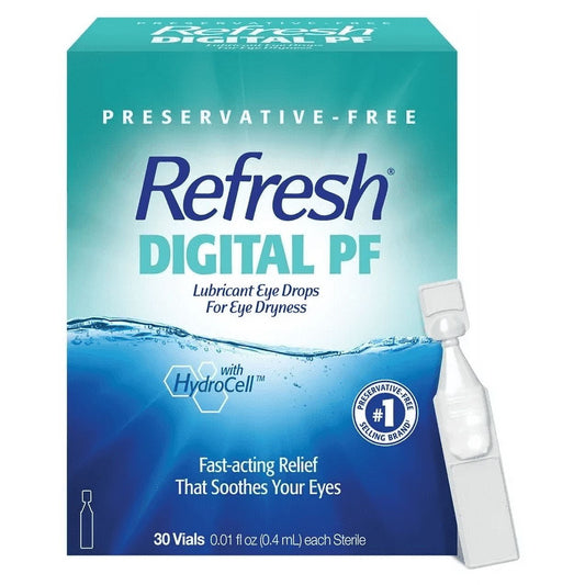Refresh Digital PF Lubricant Eye Drops, Preservative-Free, 0.01 Fl Oz Single-Use Containers, 30 Count - GOODSZON Discount Store