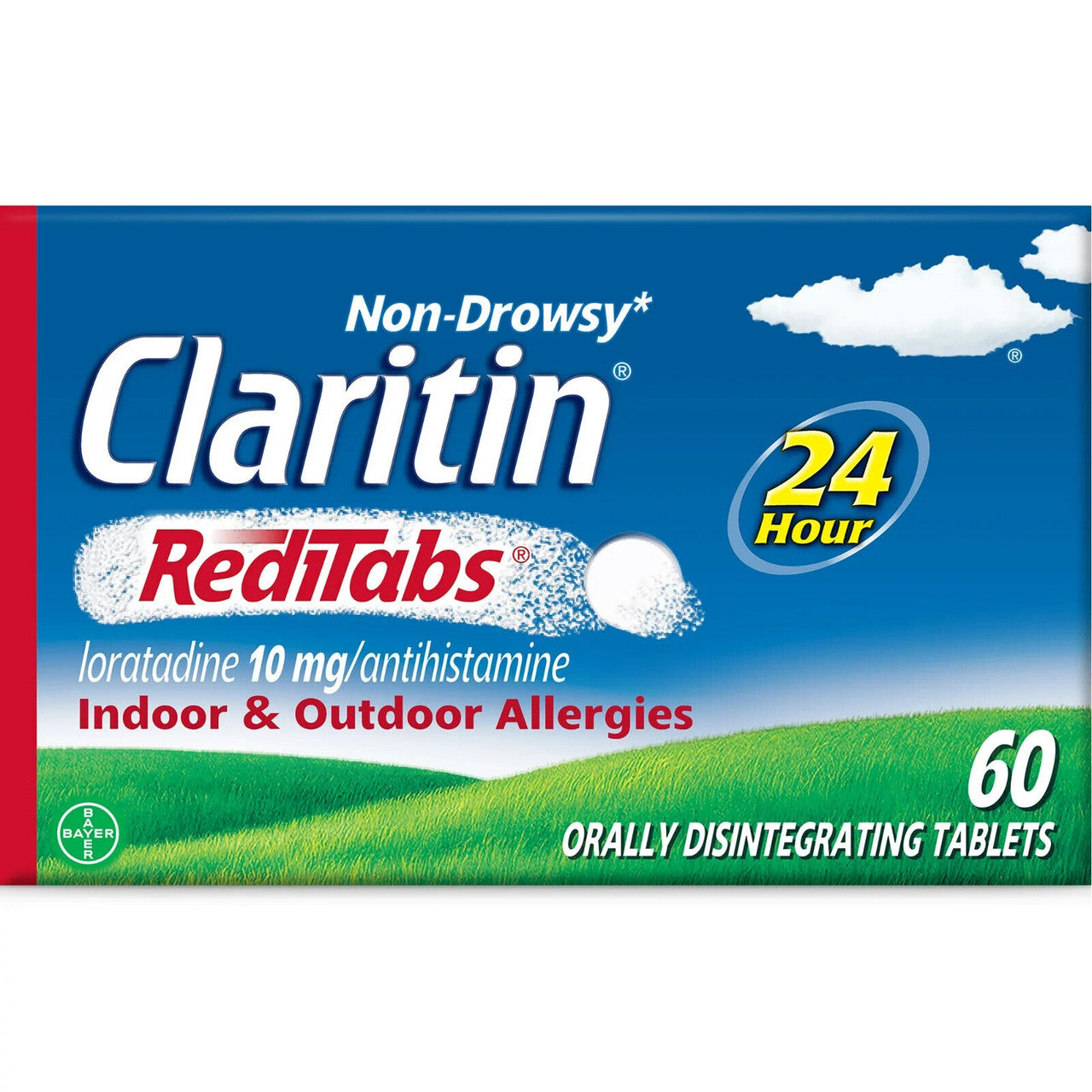 Claritin RediTabs 24 Hour Allergy Medicine, Non-Drowsy Prescription Strength Allergy Relief, Loratadine Antihistamine Tablets, 60 Count - GOODSZON Discount Store